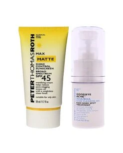 Peter Thomas Roth Max Matte Shine Control Sunscreen SPF 45 & Goodbye Acne AHA- BHA Clearing Gel Kit Women
