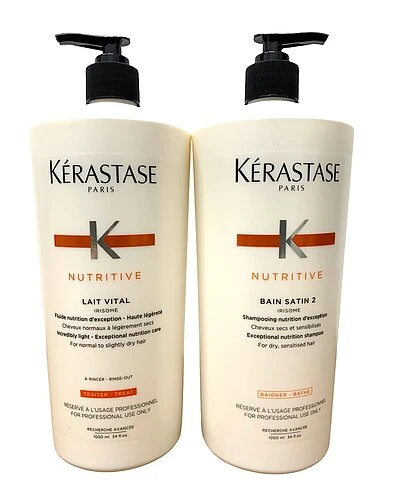 Kérastase 34oz Bain Satin 2 Shampoo & 34oz Lait Vital Conditioner Set With 2 Pumps Women 3 Kérastase 34oz Bain Satin 2 Shampoo & 34oz Lait Vital Conditioner Set With 2 Pumps Women